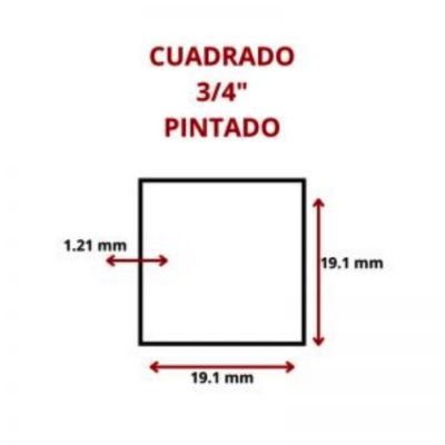 CUADRADO PINTADO 3/4 19.1 MM